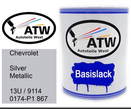 Chevrolet, Silver Metallic, 13U / 9114 0174-P1 867: 1L Lackdose, von ATW Autoteile West.